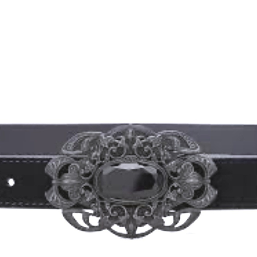 Lauren Ralph Lauren NWT Belt size L Black Filigree Buckle Black Stone 17616 F23